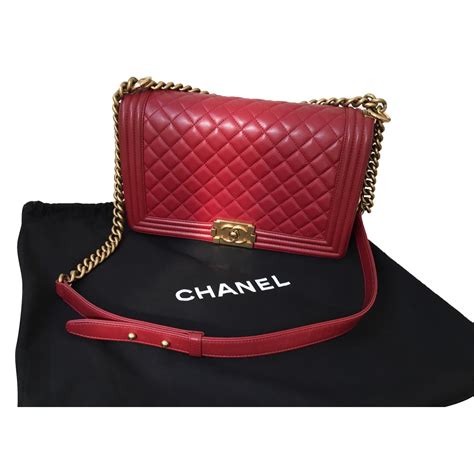 small red chanel boy bag